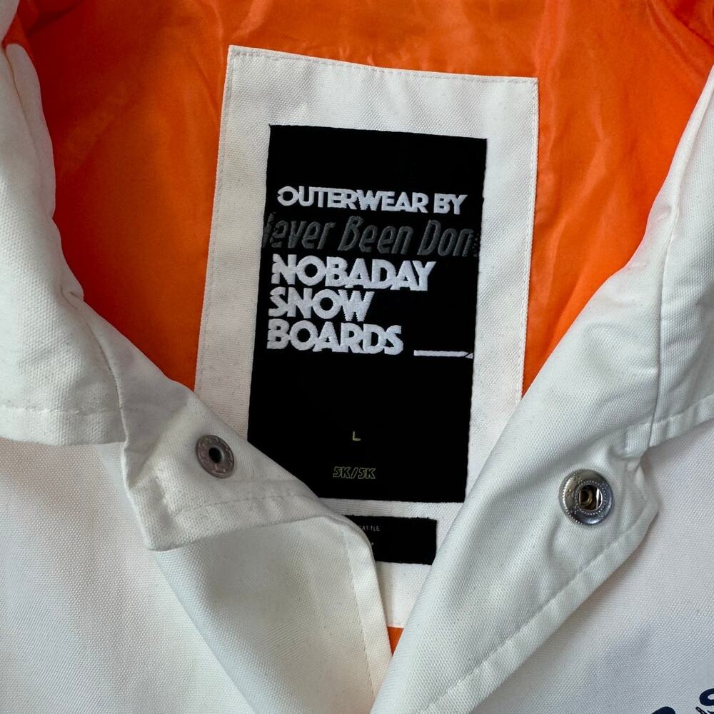 Nobaday Snowboarding Skiing Winter Sports Lightweight White Jacket Men's LARGE - Picture 3 of 8
